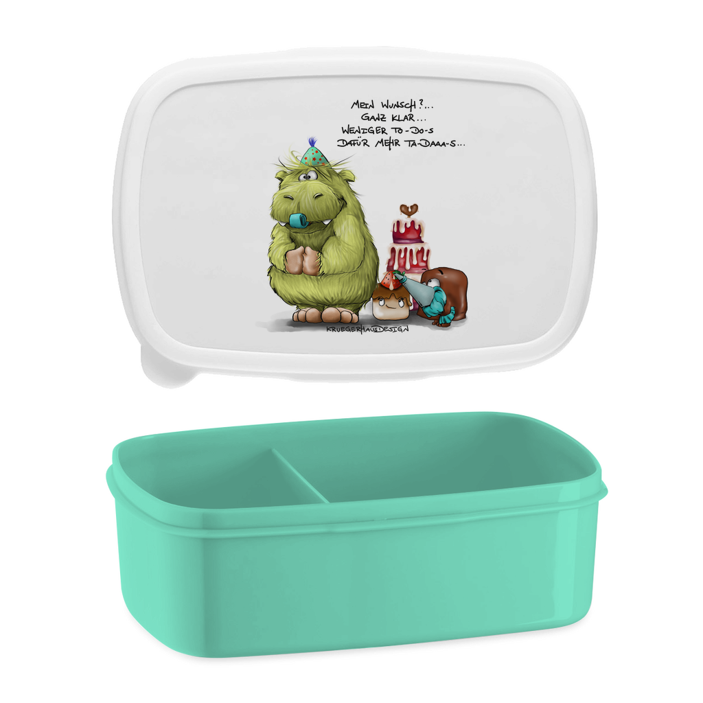 Lunchbox mit Aufteilung, Brotdose,  Kruegerhausdesign mit Monster und Spruch, Mein Wunsch... #317