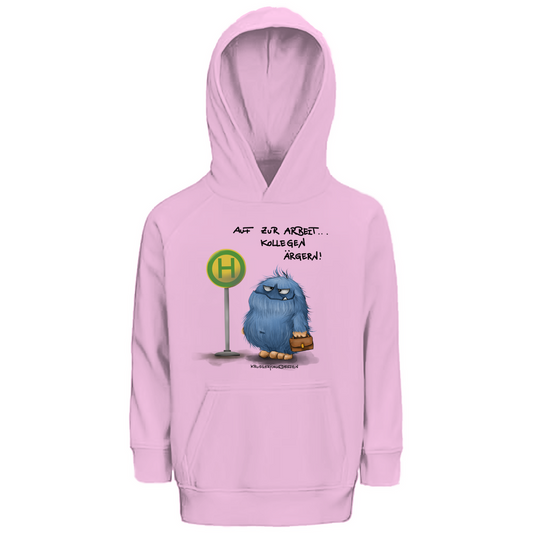 Kinder Premium Bio Hoodie, Kruegerhausdesign Monster Spruch, schwarze Schrift, Auf zur Arbeit. #168