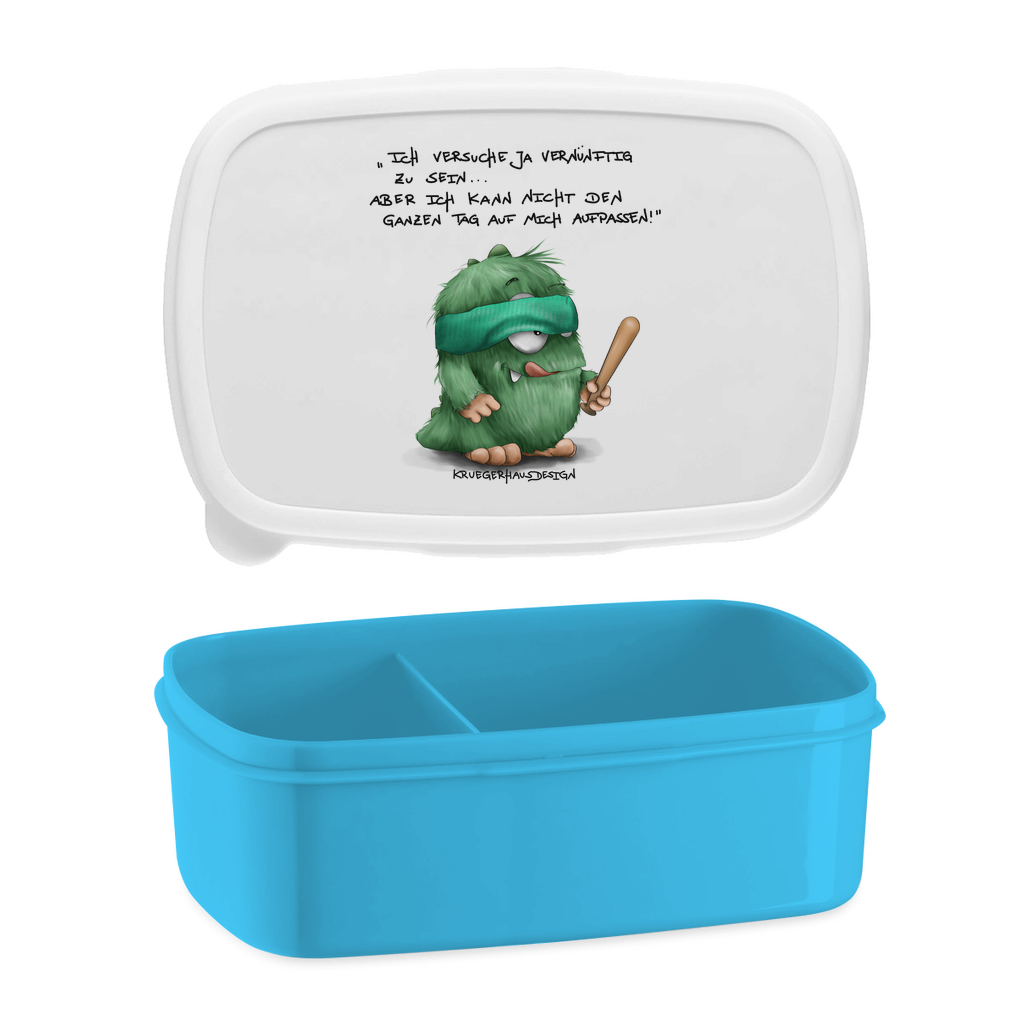 Lunchbox mit Aufteilung, Brotdose, Kruegerhausdesign Monster mit Spruch, Ich versuche ja vernünftig... #172