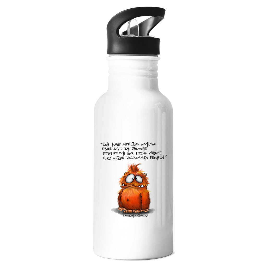 Edelstahl-Trinkflasche, Kruegerhausdesign Monster mit Spruch, Ich habe mir das nochmal überlegt... #95