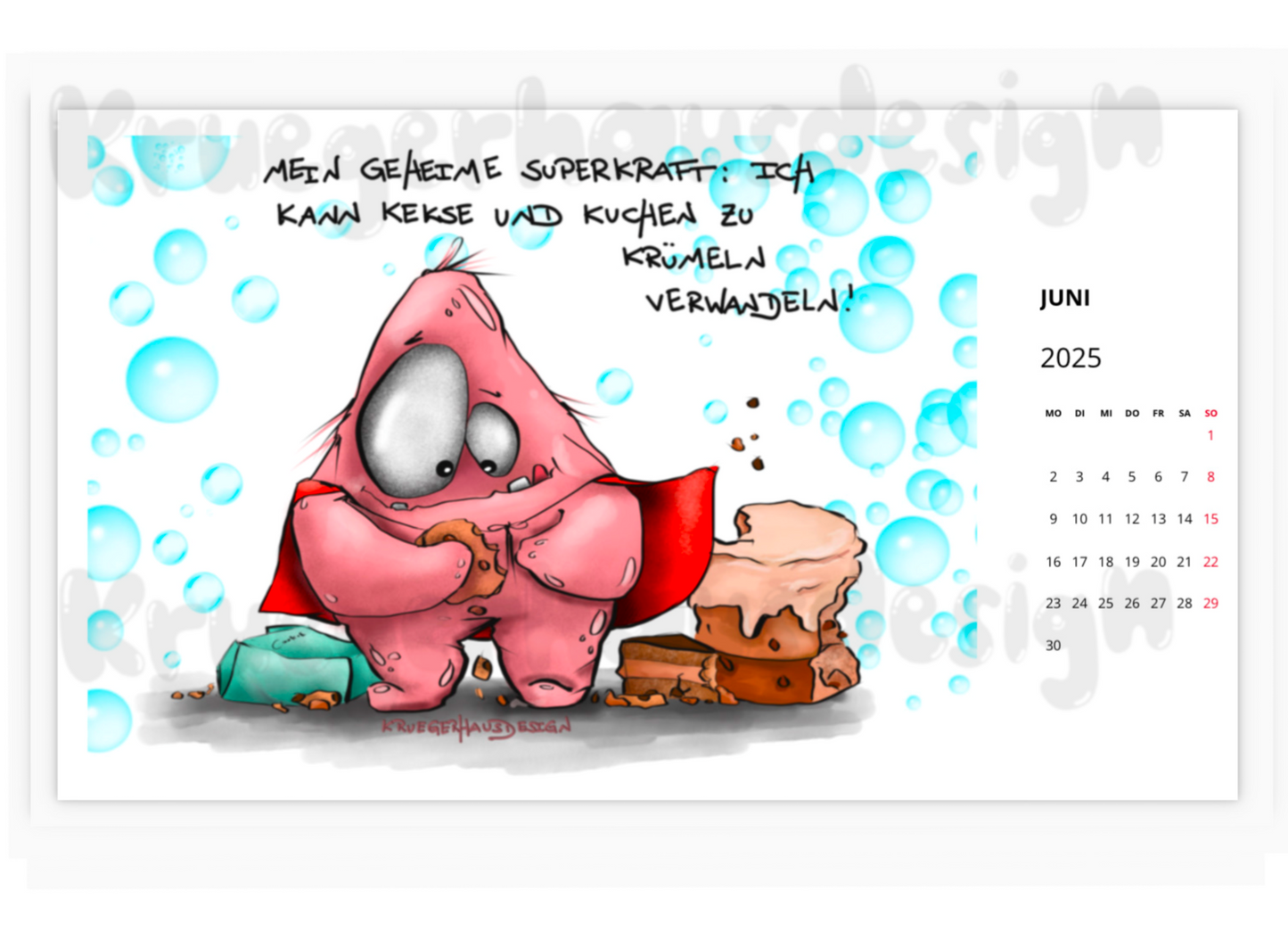 Postkarten  Kalender Kruegerhausdesign Monster Die Foodies 2025 NEU