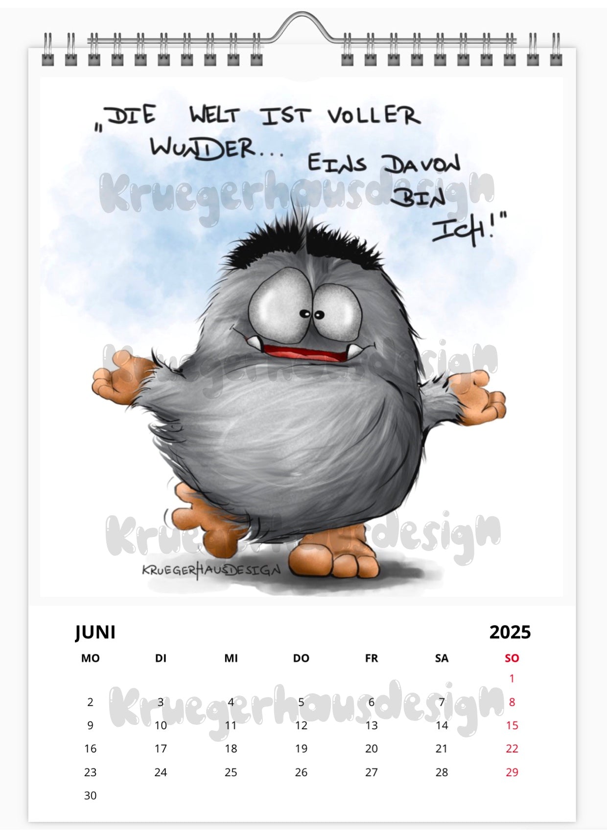 A4 Kalender Wandkalender Kruegerhausdesign Monster Horst 2025 NEU