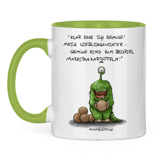 Tasse zweifarbig, Kaffeetasse, Teetasse, Kruegerhausdesign Monster mit Spruch, Klar esse ich Gemüse!... #16