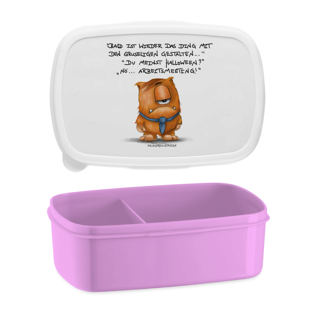 Lunchbox mit Aufteilung, Brotdose, Kruegerhausdesign Monster mit Spruch, Bald ist wieder das Ding mit... #126
