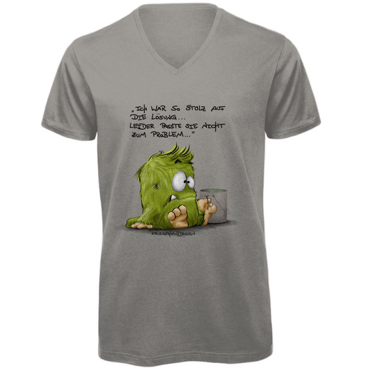 Herren Premium Bio V-Neck T-Shirt, Kruegerhausdesign Monster Spruch, Ich war so stolz auf die... 298