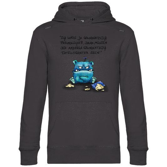 Herren Hoodie, Kruegerhausdesign mit Monster und Spruch, Ich wäre ja grundsätzlich... #34