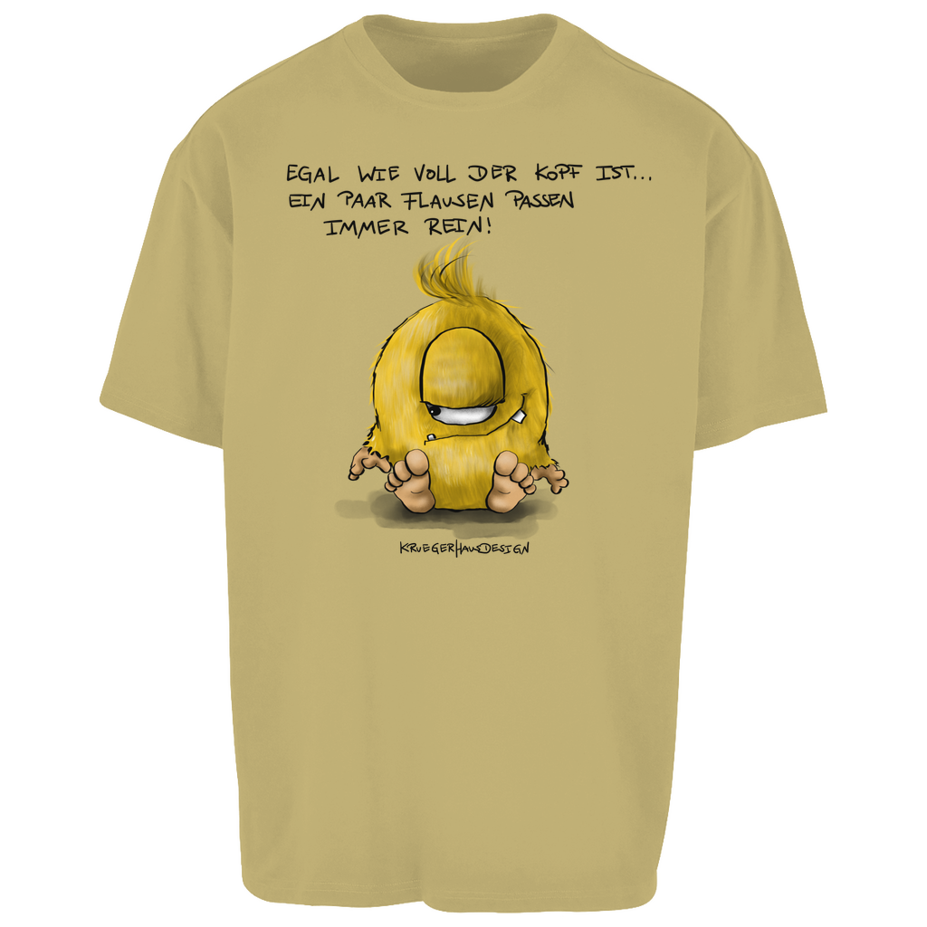 Oversize T-Shirt, Kruegerhausdesign Monster mit Spruch, Egal wie voll der Kopf ist, ein paar Flause... #79