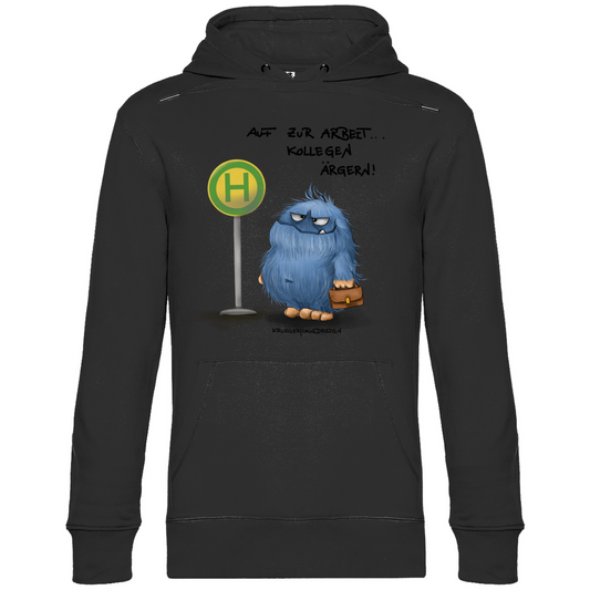 Herren Hoodie, Kruegerhausdesign Monster Spruch, schwarze Schrift, Auf zur Arbeit. #168