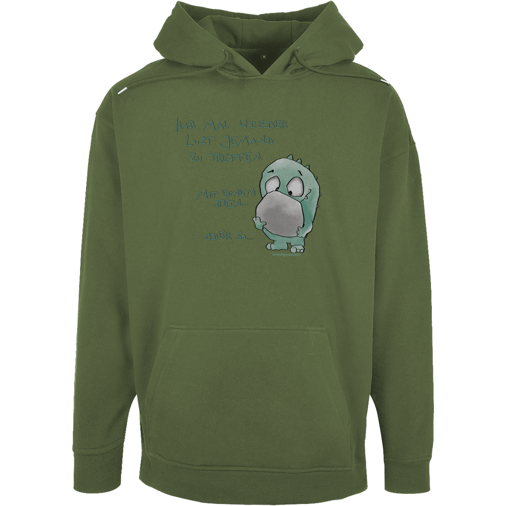 Unisex Oversize Hoodie,helle Schrift  Hab mal wieder Lust jemanden zu treffen... mit einem Stein... oder so...