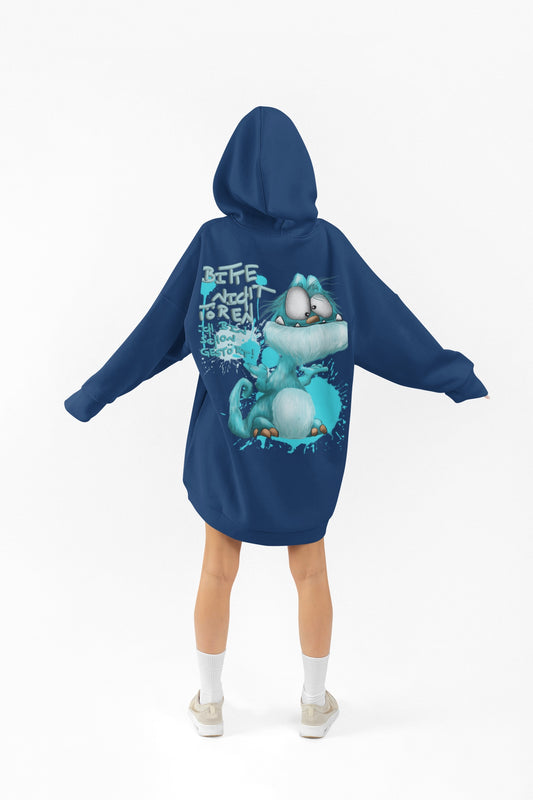 Unisex Hoodie XXL Druck Kruegerhausdesign Monster in petrol Gr. L, Monster: Bitte nicht stören! Ich bin schon gestört!