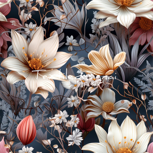 Digitale Stoffdesign, Tapeten oder Papeterie Design, realistic Flowers, Blumen in 3D