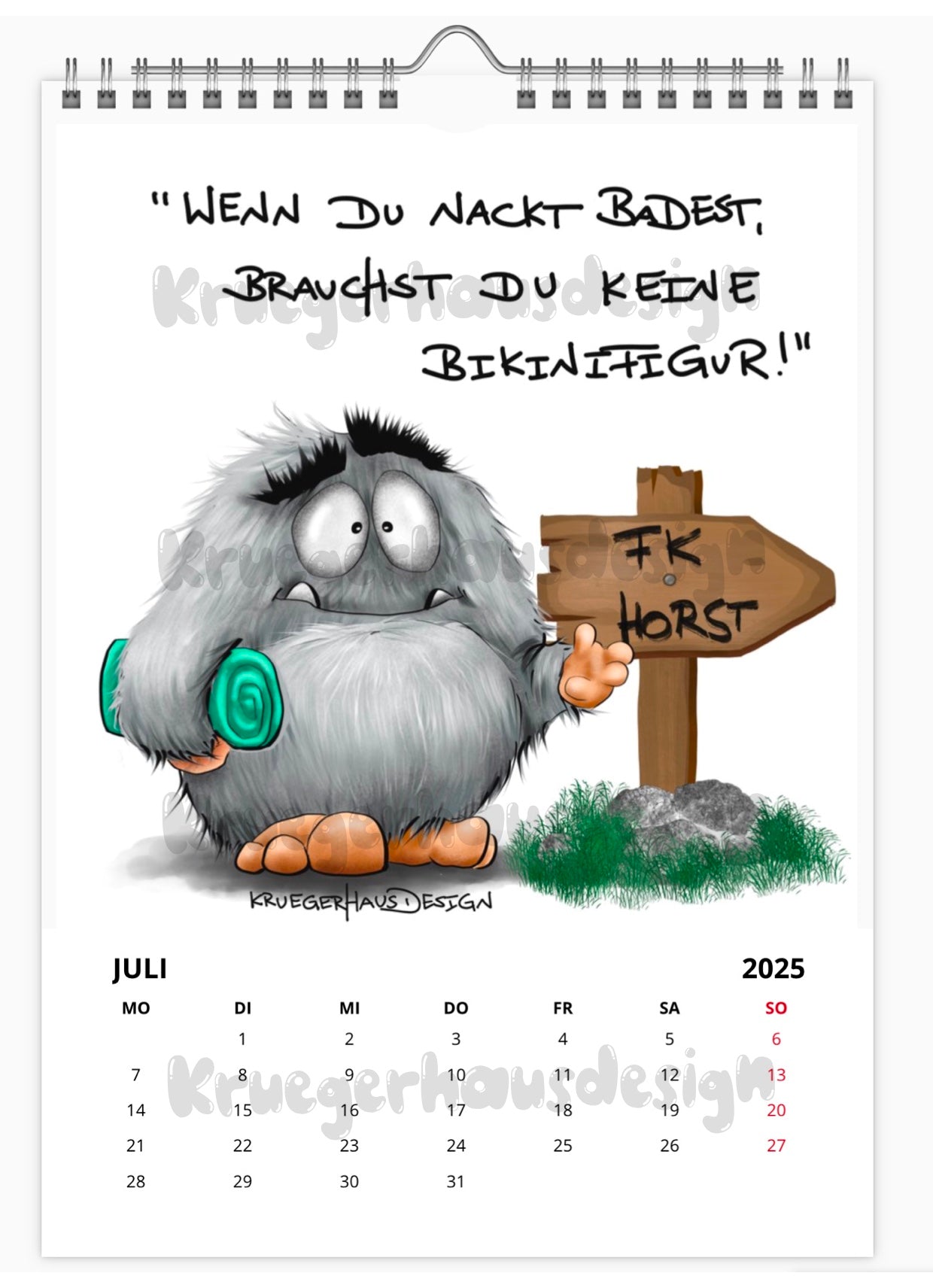 A4 Kalender Wandkalender Kruegerhausdesign Monster Horst 2025 NEU