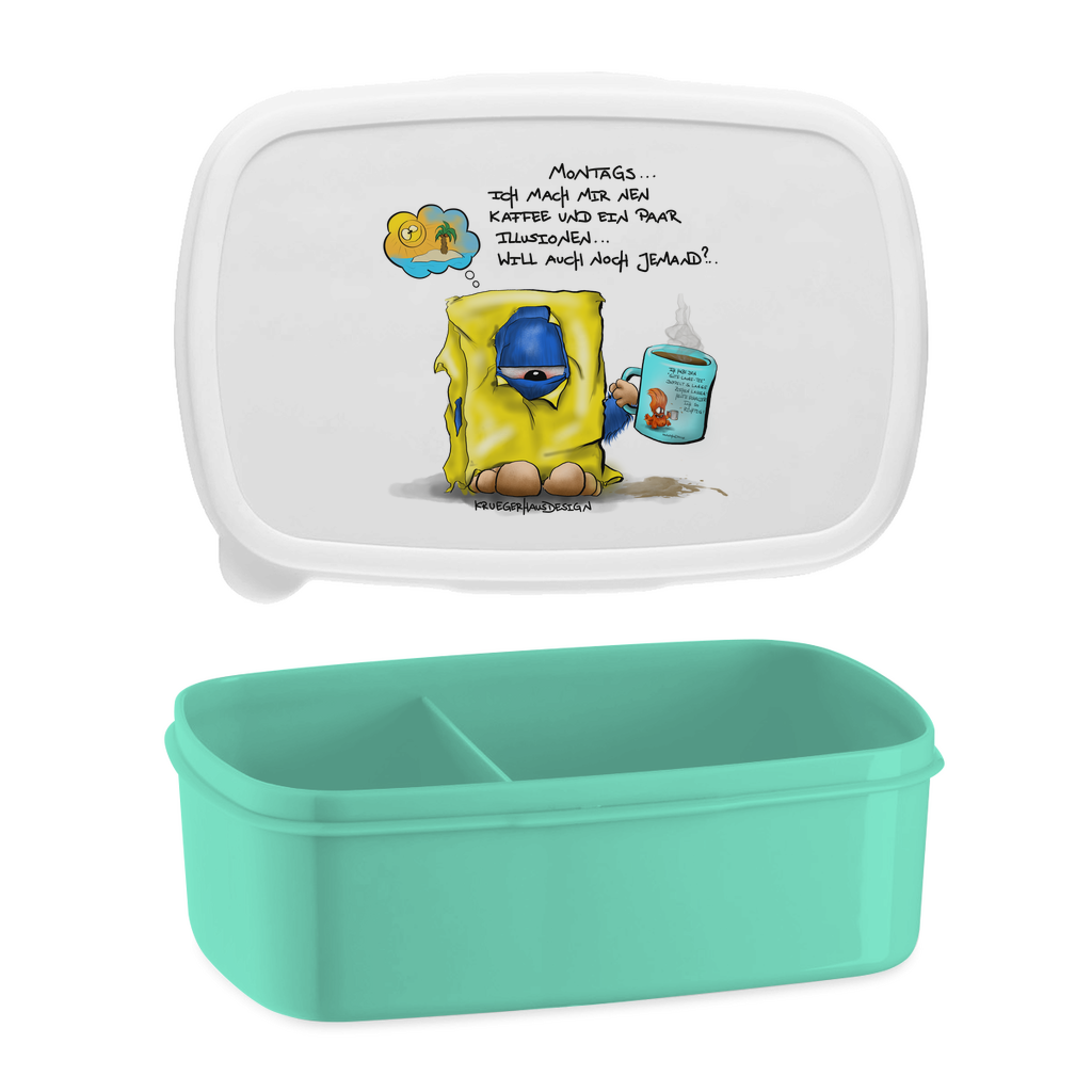 Lunchbox mit Aufteilung, Brotdose, Kruegerhausdesign mit Monster und Spruch, Montags... #318