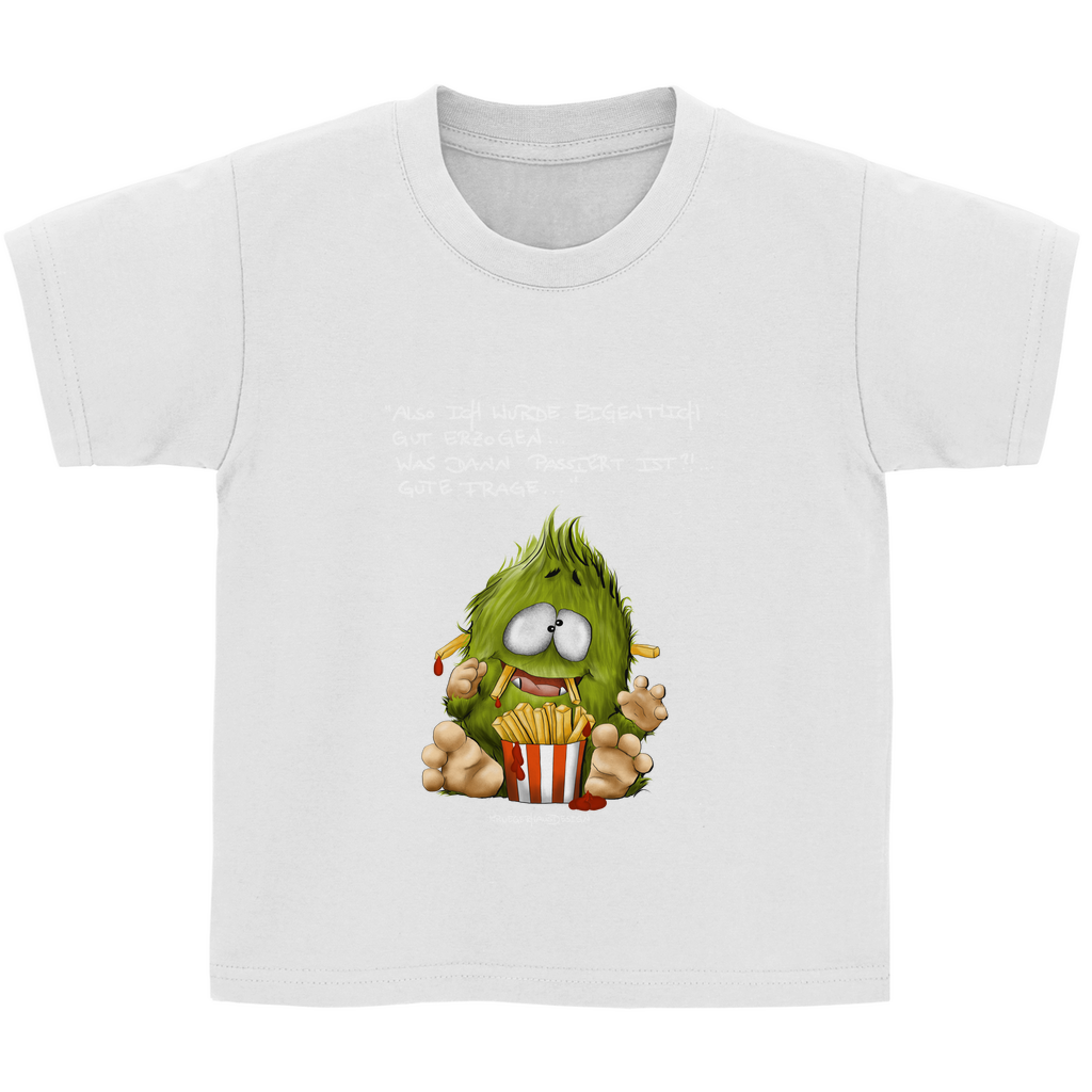 Kinder Basic T-Shirt,  Kruegerhausdesign Monster Spruch helle Schrift, also eigentlich bin ich gut... 297a