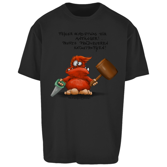 Oversize T-Shirt, Kruegerhausdesign Monster Spruch, schwarze Schrift, Fehler sind etwas ... #151