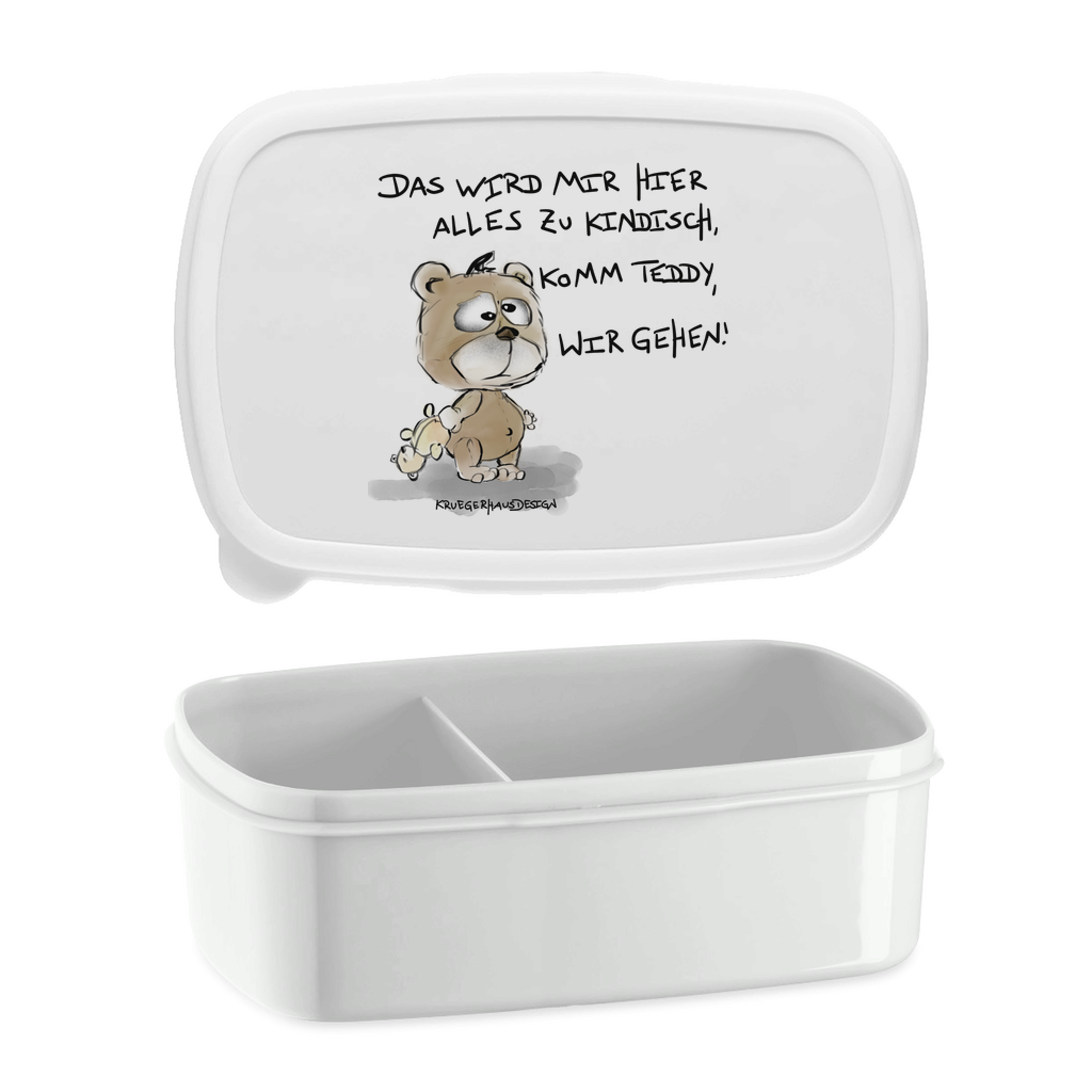 Lunchbox mit Aufteilung , Brotdose, Kruegerhausdesign Monster mit Spruch,Das wird mir hier alles zu.... #72