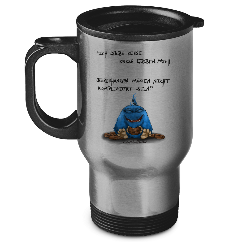 Edelstahl-Thermobecher, Coffee to Go Becher, Tasse, Kruegerhausdesign Monster und Spruch, Ich liebe Kekse und Kekse lieben mich... #28