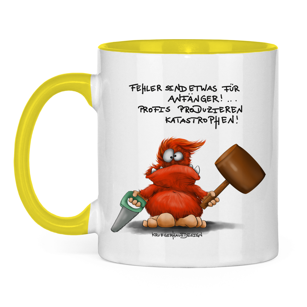 Tasse zweifarbig, Kaffeetasse, Teetasse, Kruegerhausdesign Monster mit Spruche, Fehler sind etwas für... #151