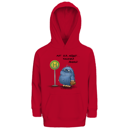 Kinder Premium Bio Hoodie, Kruegerhausdesign Monster Spruch, schwarze Schrift, Auf zur Arbeit. #168