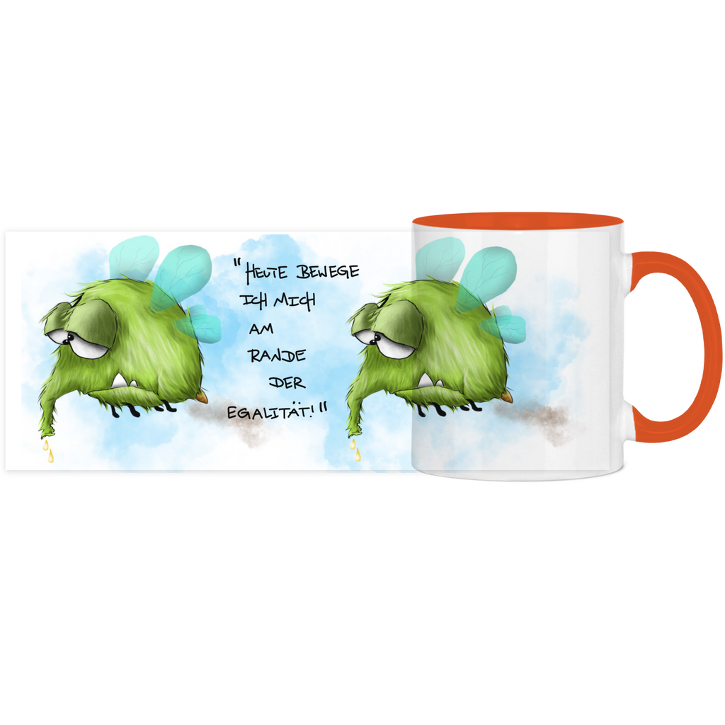 Tasse, Kaffeetasse, Teetasse, zweifarbig, Kruegerhausdesign Monster mit Spruch, 2. Variante, Heute bewege ich mich...