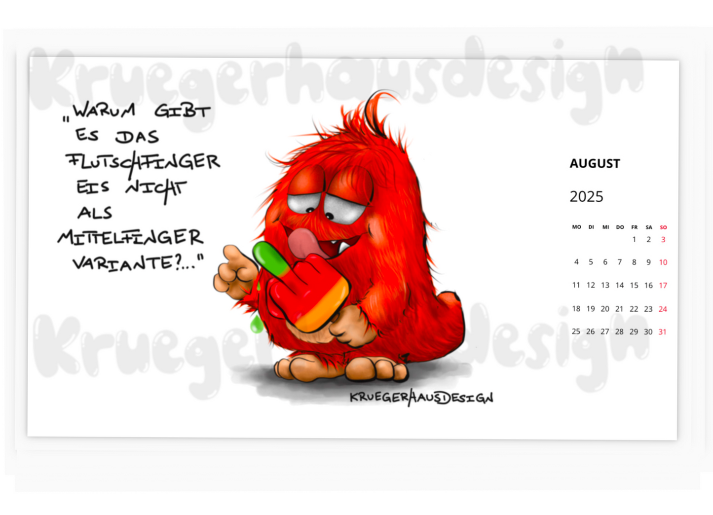 Postkarten  Kalender Kruegerhausdesign Monster Die Foodies 2025 NEU