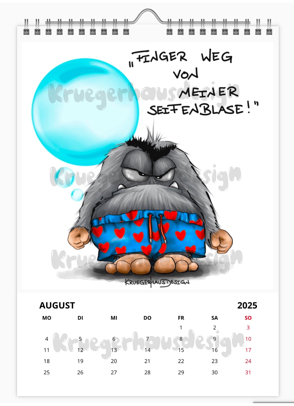 A4 Kalender Wandkalender Kruegerhausdesign Monster Horst 2025 NEU