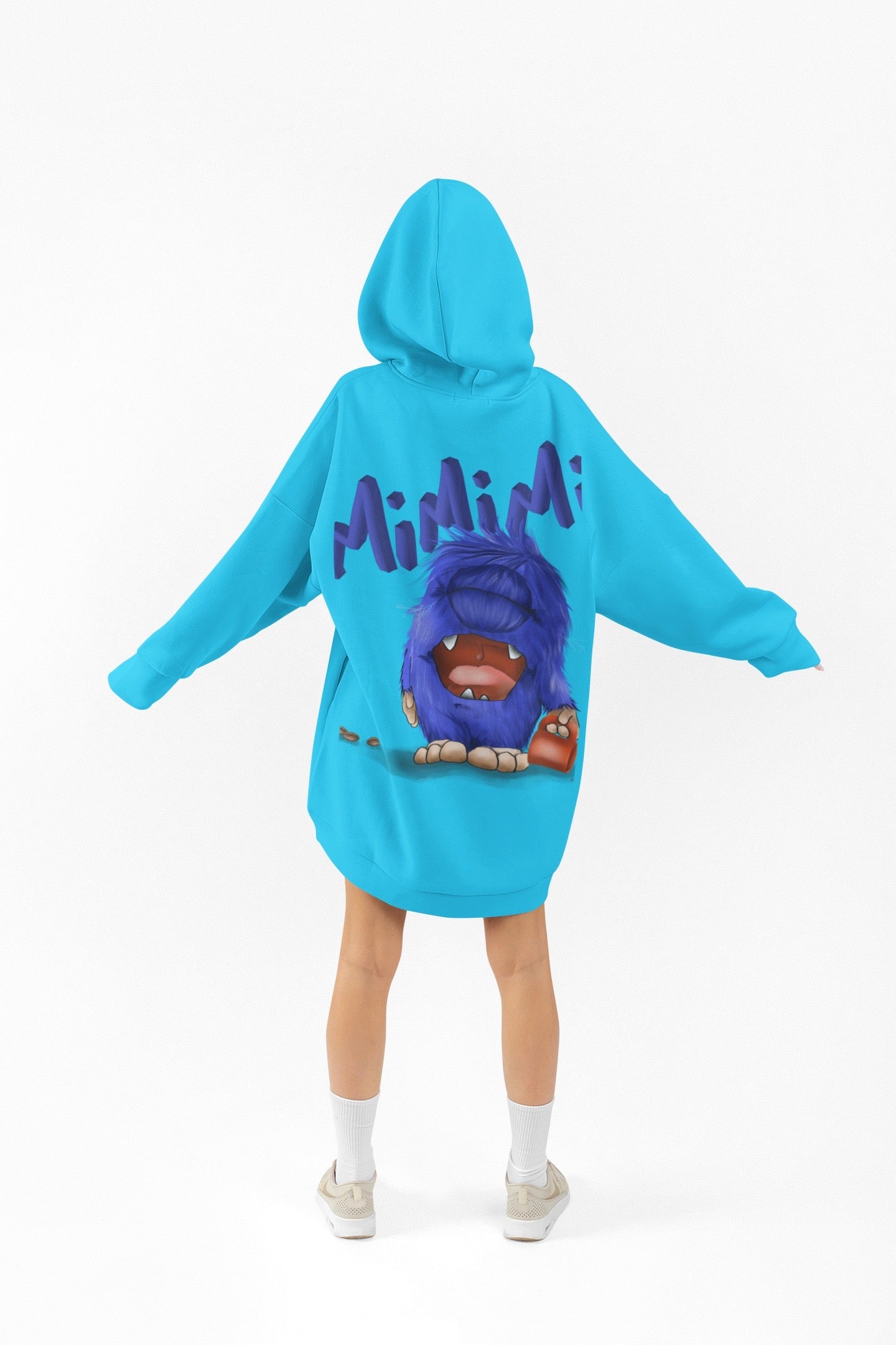 Unisex Hoodie XXL Druck Kruegerhausdesign Monster in hell türkis Mit Mimimi Monster Gr. M