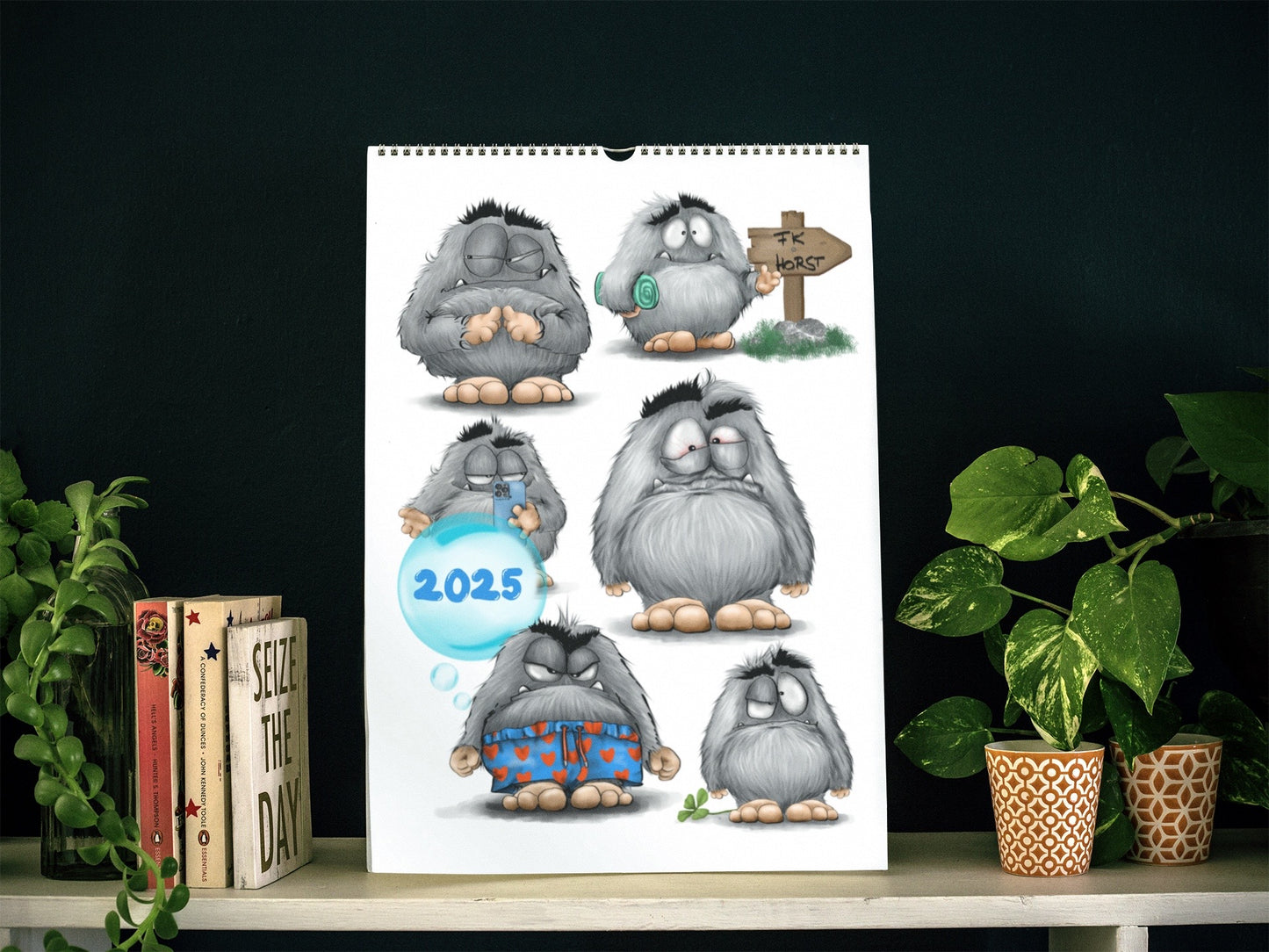 A4 Kalender Wandkalender Kruegerhausdesign Monster Horst 2025 NEU