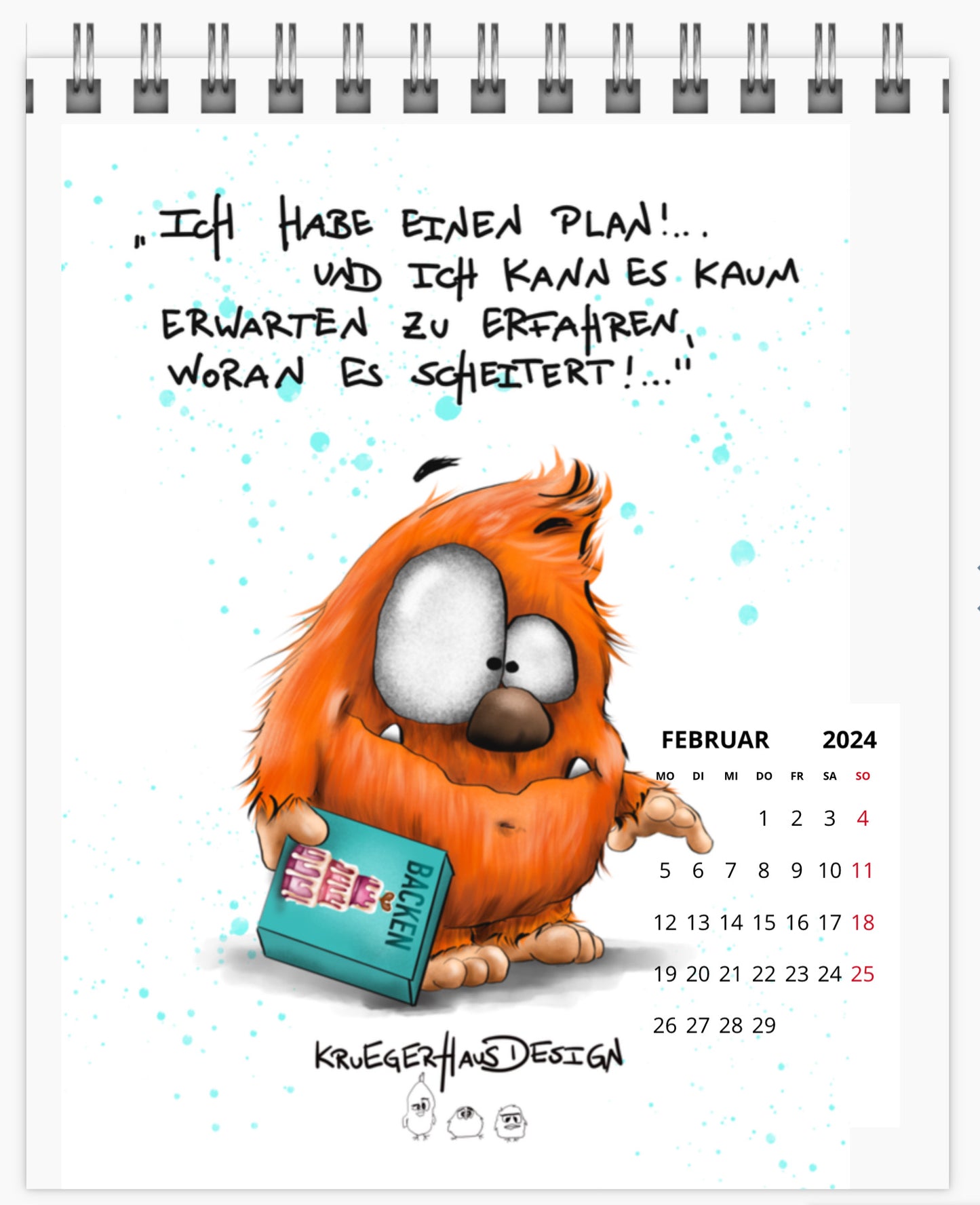 Kalender Tischkalender  Kruegerhausdesign Monster 2024 Größe 12 x 14.5 cm, Design 2