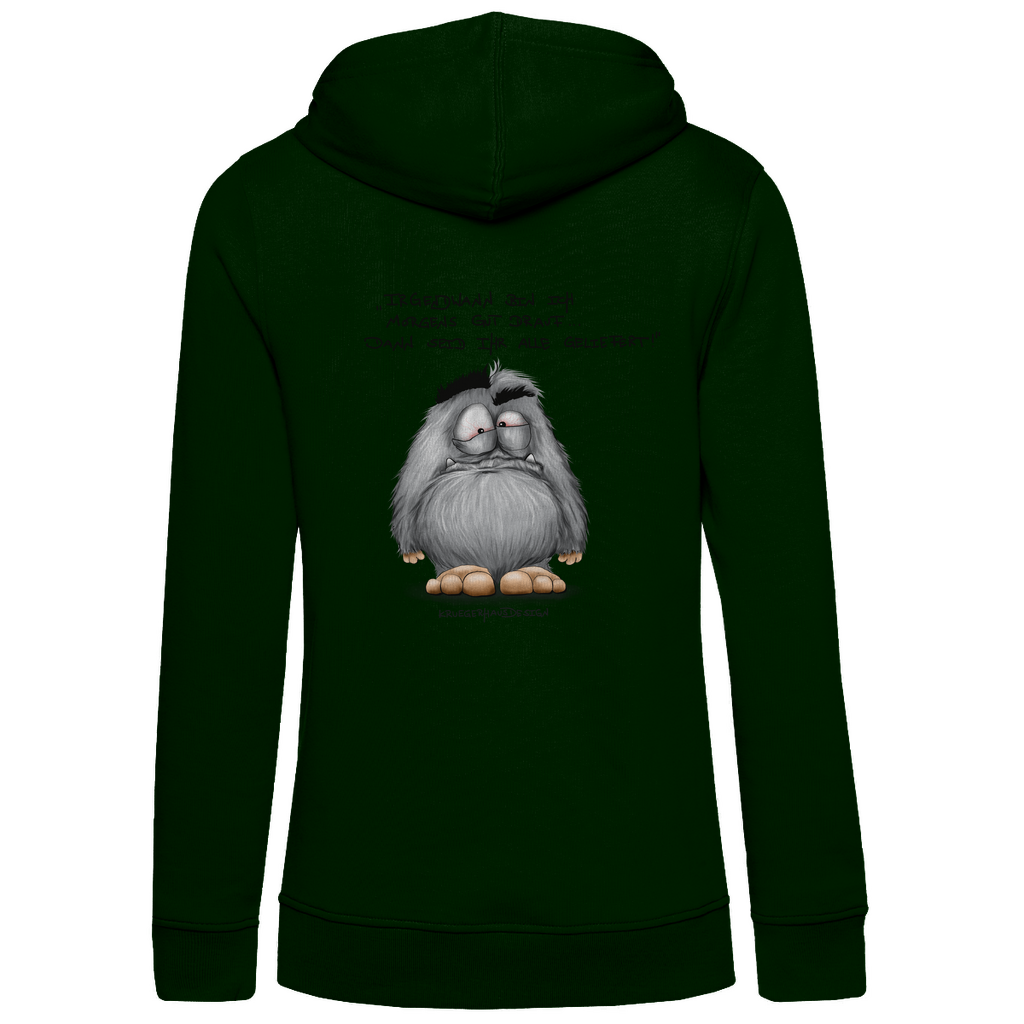 Damen Premium Bio Hoodie, slim fit,  Kapuzenpullover, Kruegerhausdesign mit Monster und Spruch, Irgendwann bin ich...