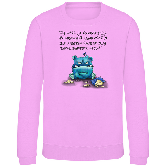 Kinder Sweatshirt, Pullover, Kruegerhausdesign mit Monster und Spruch, Ich wäre ja grundsätzlich... #34