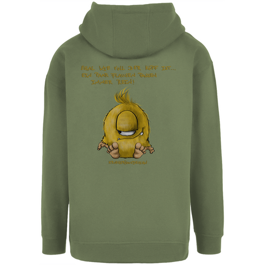 Unisex Oversize Hoody, Kruegerhausdesign Monster mit Spruch, Egal wie voll der Kopf ist, ein paar Flause... #79helluni