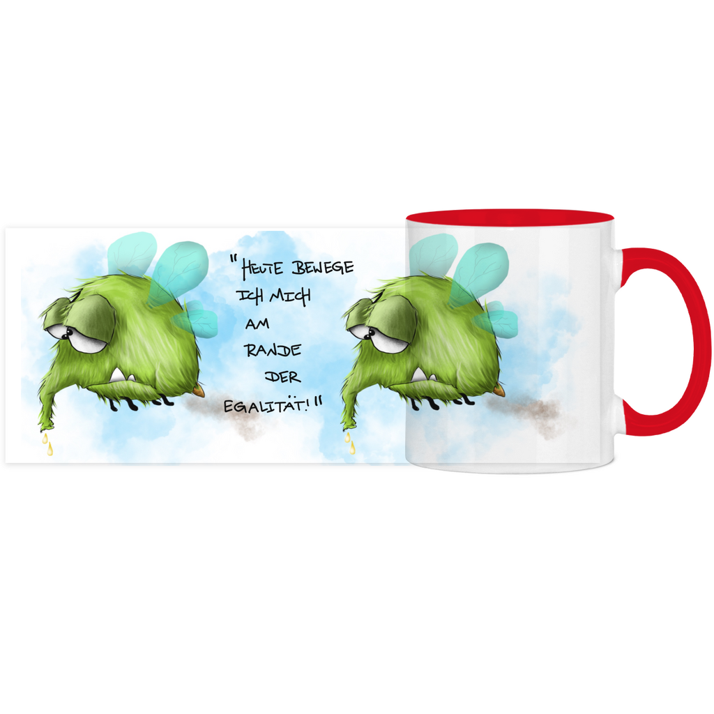 Tasse, Kaffeetasse, Teetasse, zweifarbig, Kruegerhausdesign Monster mit Spruch, 2. Variante, Heute bewege ich mich...