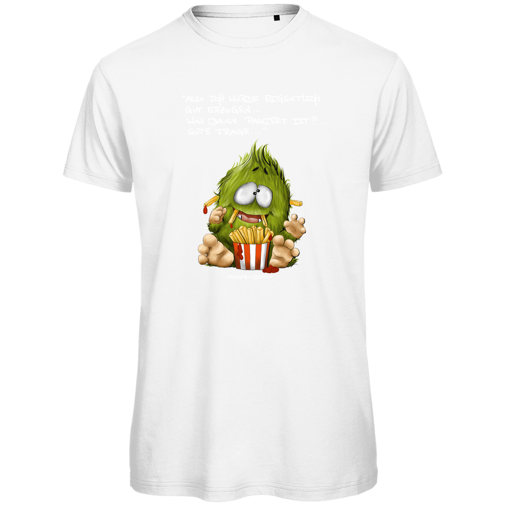 Herren Premium Bio T-Shirt,  Kruegerhausdesign Monster Spruch helle Schrift, also eigentlich bin ich gut... 297a