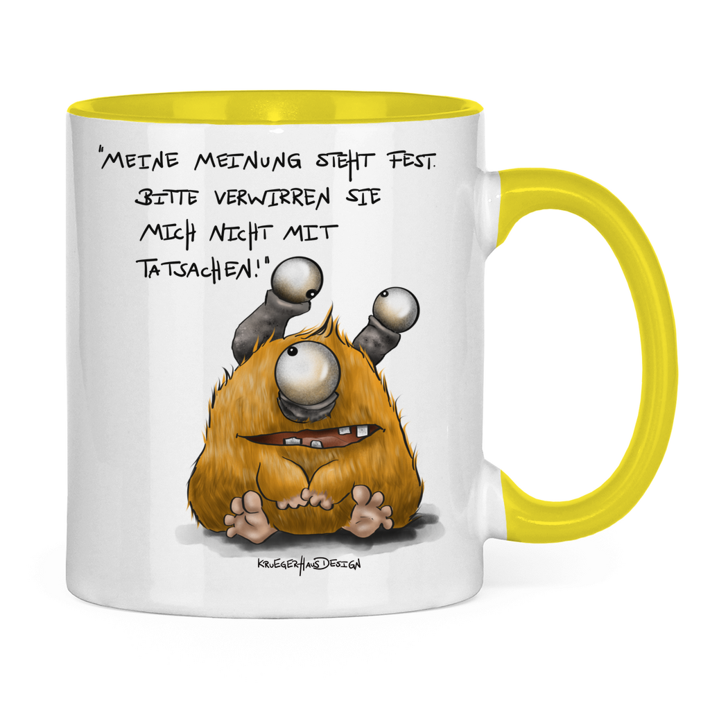 Tasse zweifarbig, Kaffeetasse, Teetasse, Kruegerhausdesign Monster mit Spruch, Meine Meinung steht fest!... #18