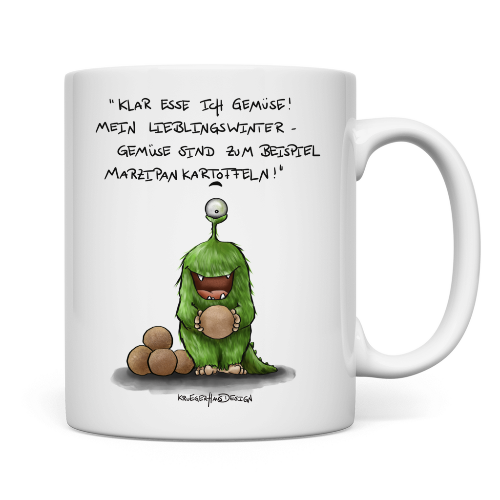 Tasse, Kaffeetasse, Teetasse, Kruegerhausdesign Monster mit Spruch, Klar esse ich Gemüse!... #16