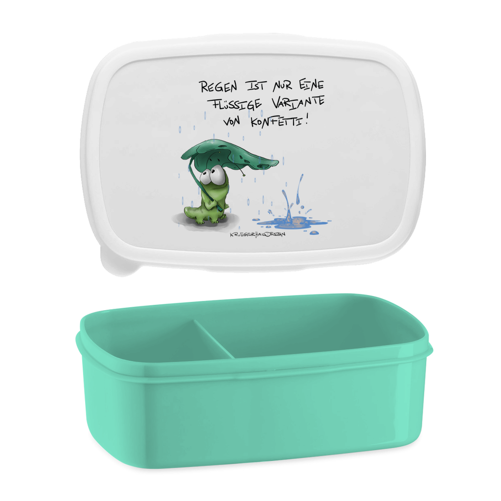 Lunchbox mit Aufteilung, Brotdose, Kruegerhausdesign Monster mit Spruch, Regen ist nur eine flüssige Variante von Konfetti!... #53