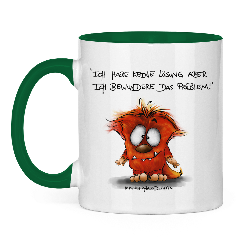 Tasse zweifarbig, Kaffeetasse, Teetasse, Kruegerhausdesign Monster mit Spruch, Ich habe keine Lösung aber... #86