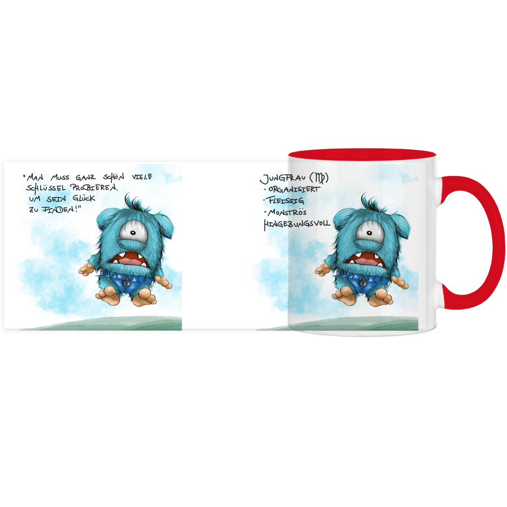 Tasse, Kaffeetasse Kruegerhausdesign Sternzeichen Jungfrau Monster, zweifarbig