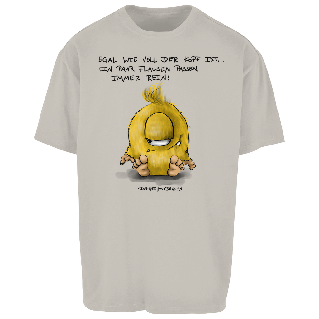 Oversize T-Shirt, Kruegerhausdesign Monster mit Spruch, Egal wie voll der Kopf ist, ein paar Flause... #79