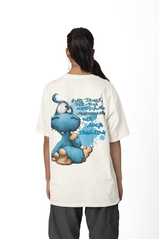 T-Shirt mit XXL Druck Kruegerhausdesign Monster in creme Gr. S,M, L, XL, XXL, 3XL, Zwei Dinge, die mich auszeichnen..., limitierte Auflage