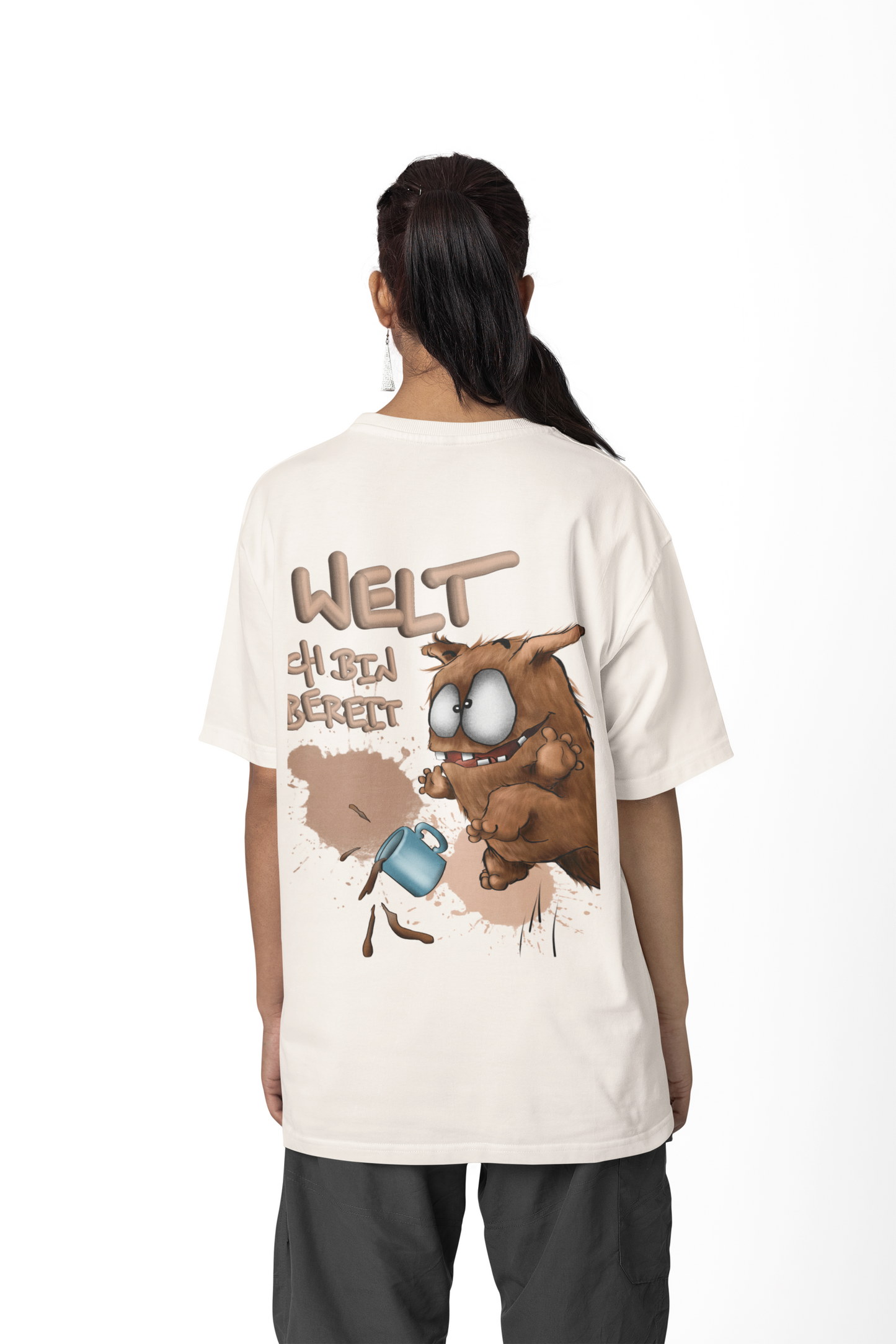 T-Shirt mit XXL Druck Kruegerhausdesign Monster in creme, wähle dein Motiv siehe Bilder