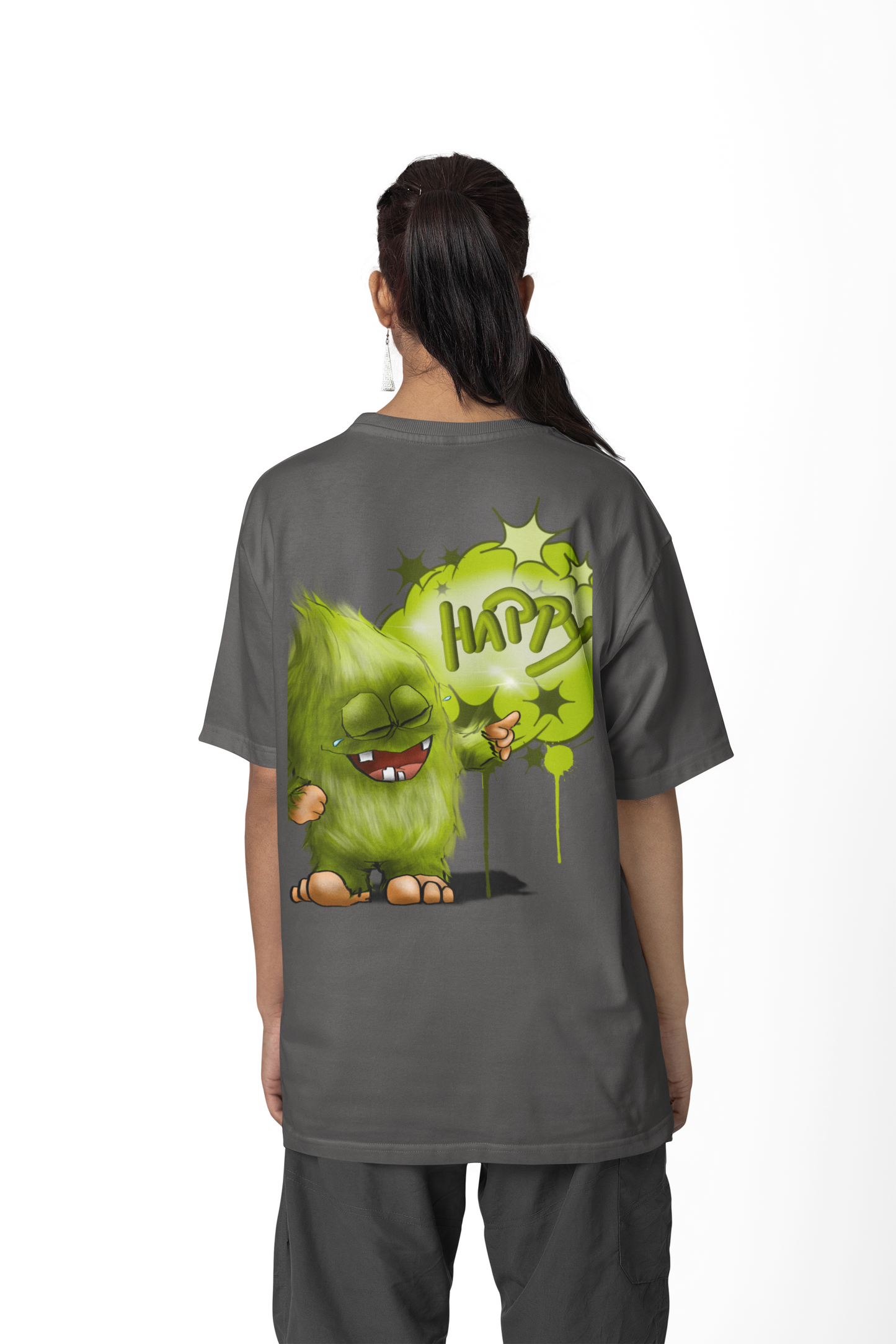 T-Shirt mit XXL Druck Kruegerhausdesign Monster in dunkelgrau, wähle dein Motiv