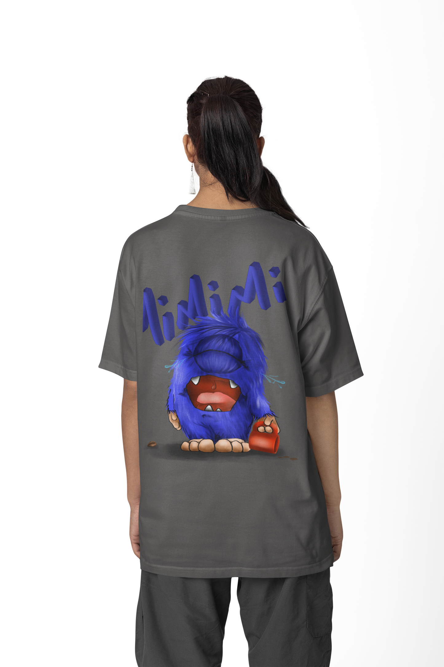 T-Shirt mit XXL Druck Kruegerhausdesign Monster in dunkelgrau, wähle dein Motiv