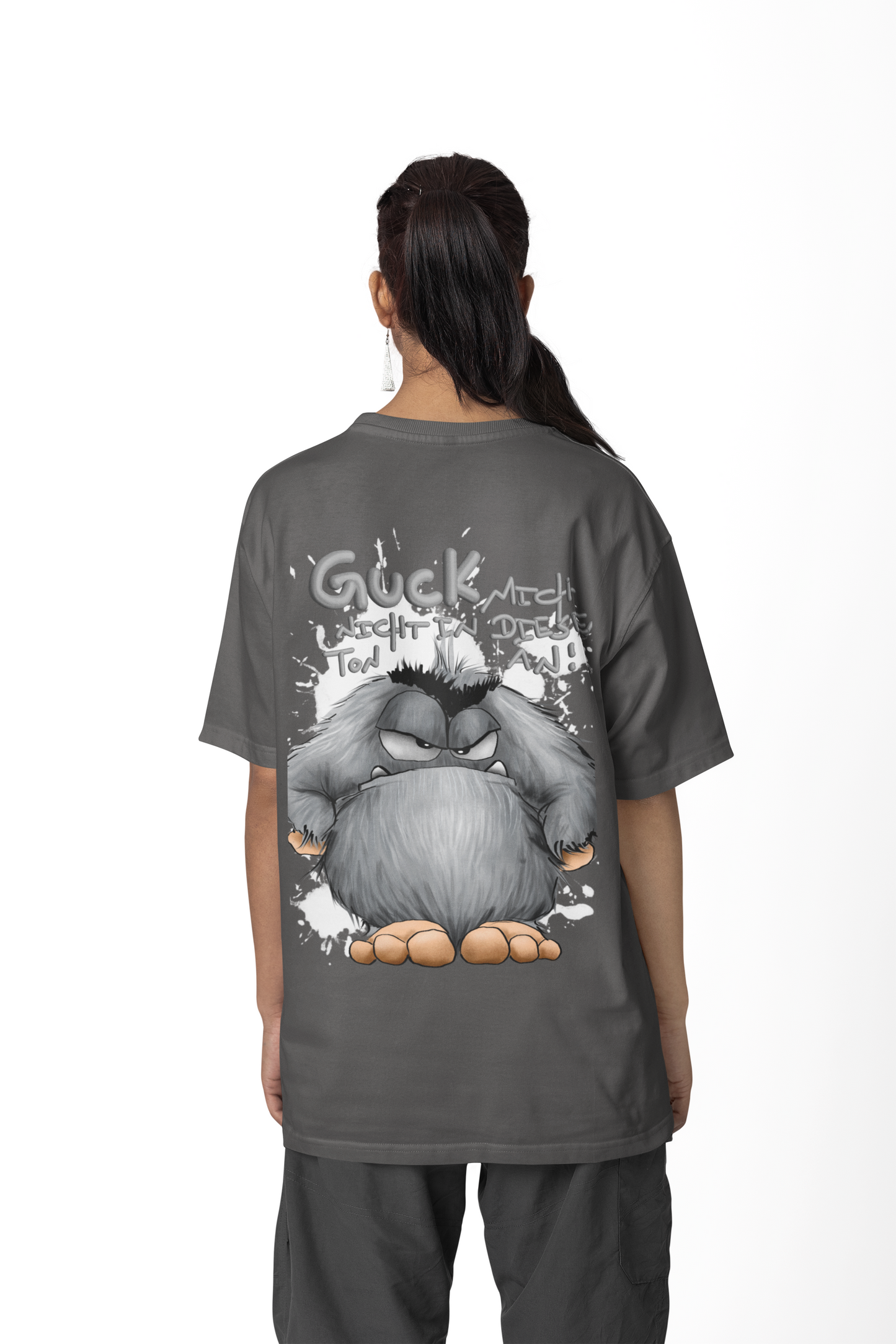 T-Shirt mit XXL Druck Kruegerhausdesign Monster in dunkelgrau, wähle dein Motiv