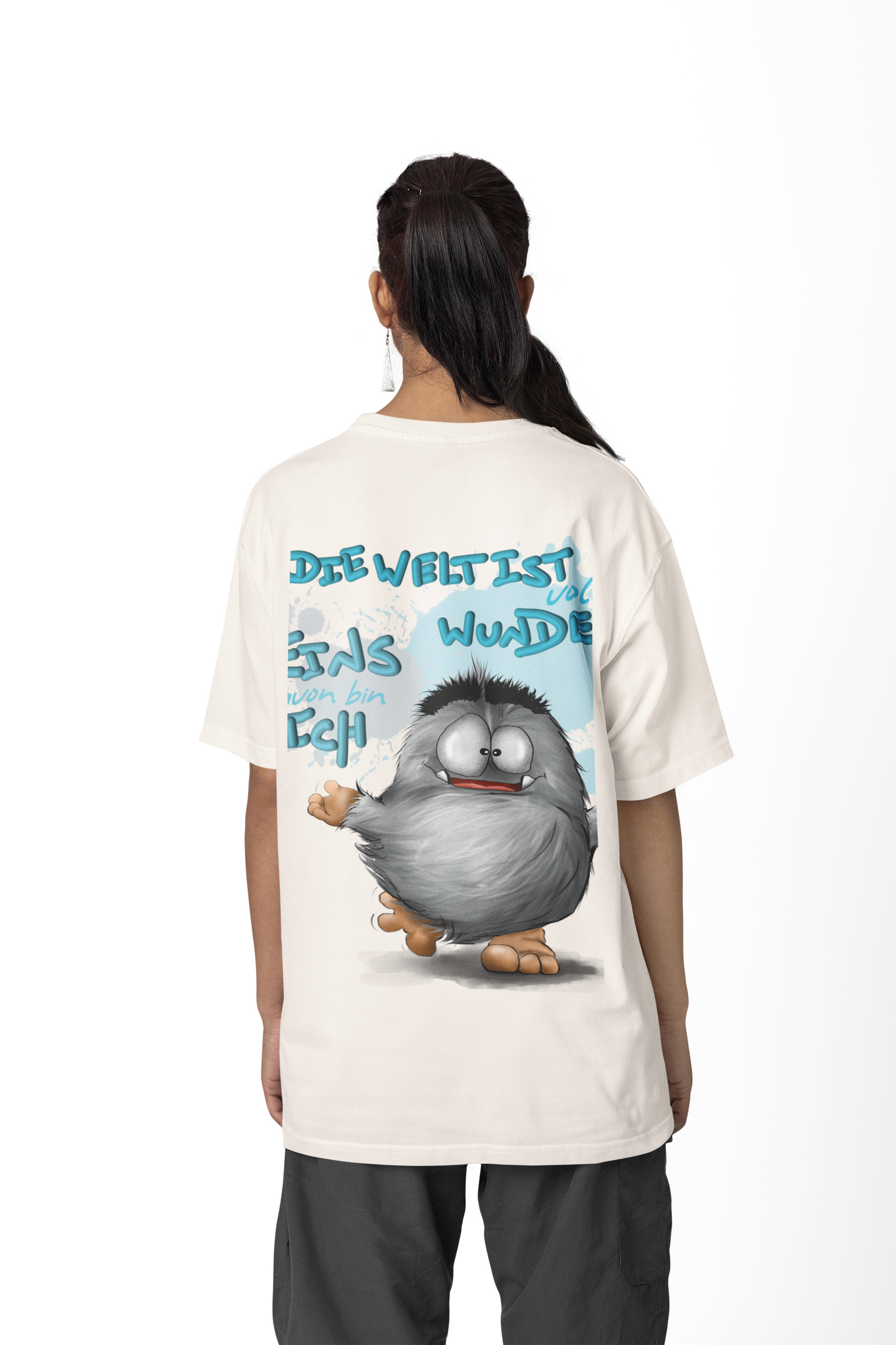 T-Shirt mit XXL Druck Kruegerhausdesign Monster in creme, wähle dein Motiv siehe Bilder