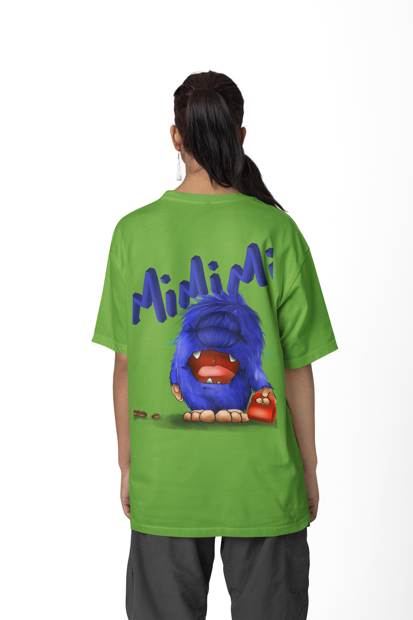 T-Shirt mit XXL Druck Kruegerhausdesign Monster in lime grün, Wähle dein Motiv