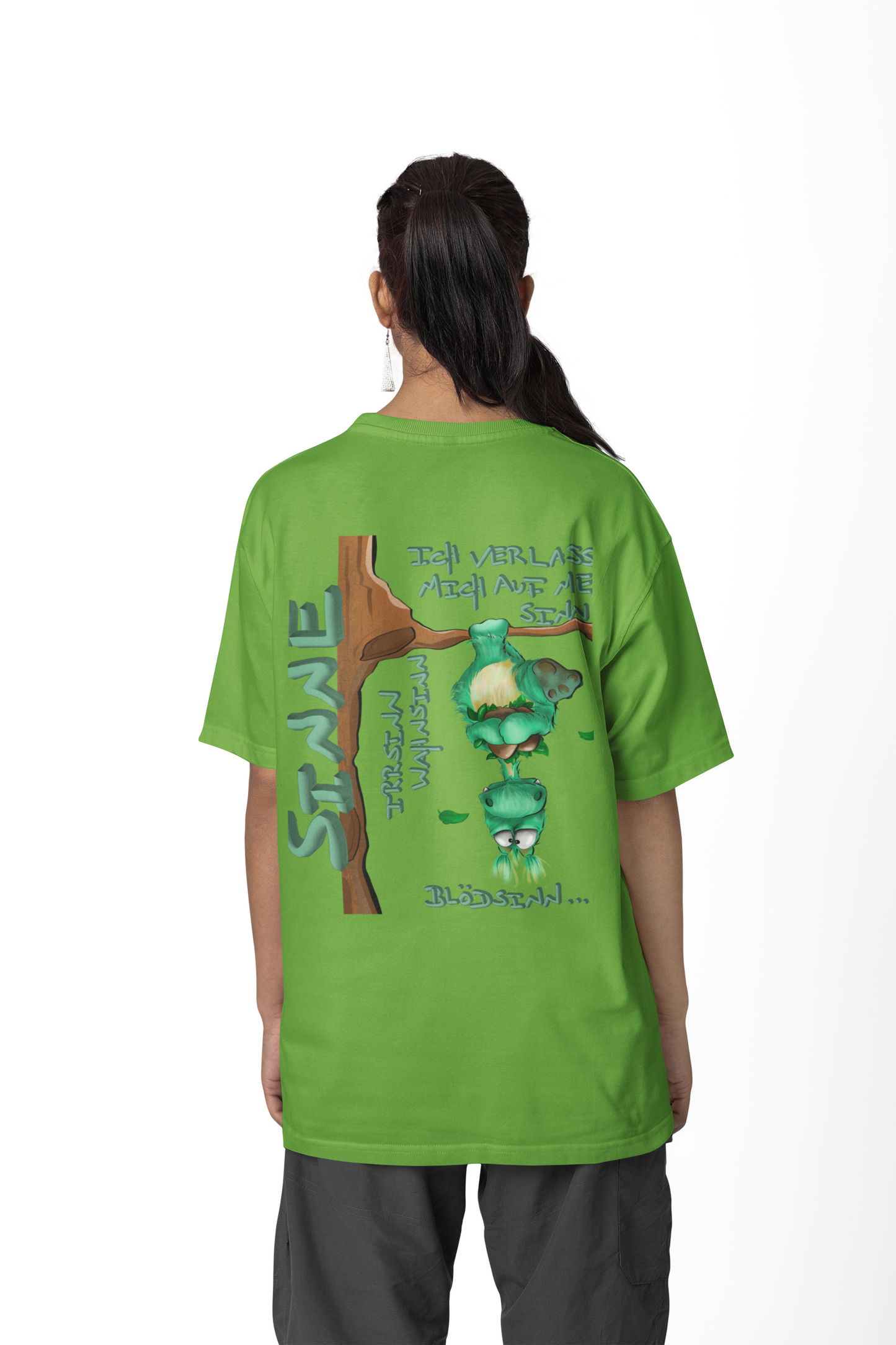 T-Shirt mit XXL Druck Kruegerhausdesign Monster in lime grün, Wähle dein Motiv