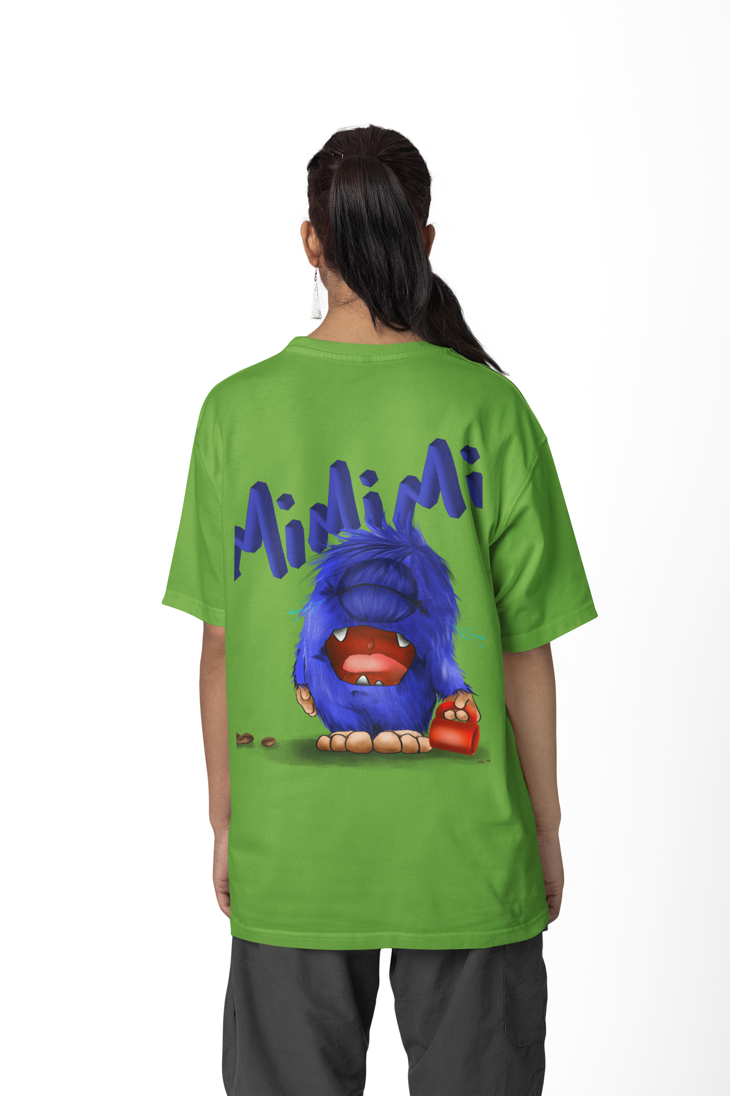 T-Shirt mit XXL Druck Kruegerhausdesign Monster in lime grün, Wähle dein Motiv