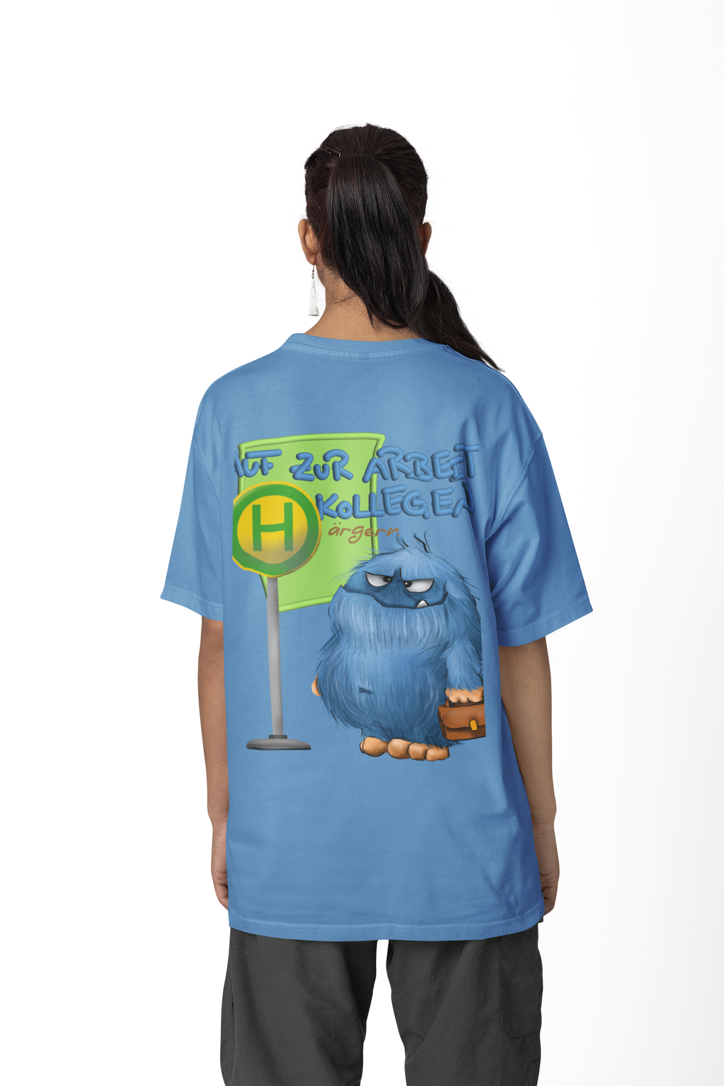 T-Shirt mit XXL Druck Kruegerhausdesign Monster in jeansblau, wähle dein Motiv siehe Bilder